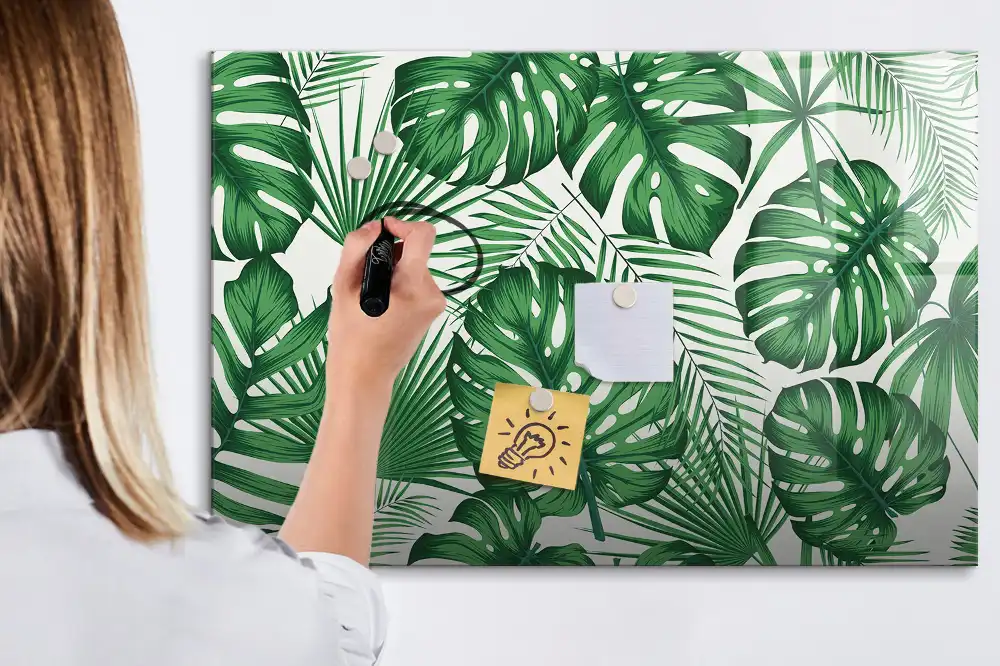Mágneses írható tábla egzotikus monstera levelek mintával