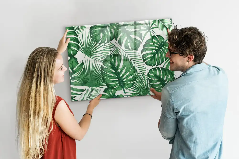 Mágneses írható tábla egzotikus monstera levelek mintával
