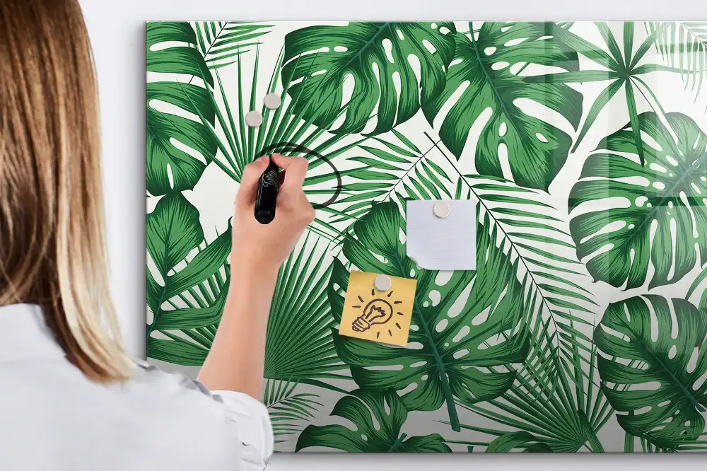 Mágneses írható tábla egzotikus monstera levelek mintával