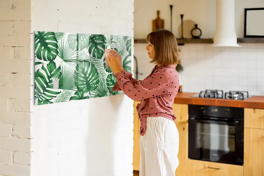 Mágneses írható tábla egzotikus monstera levelek mintával