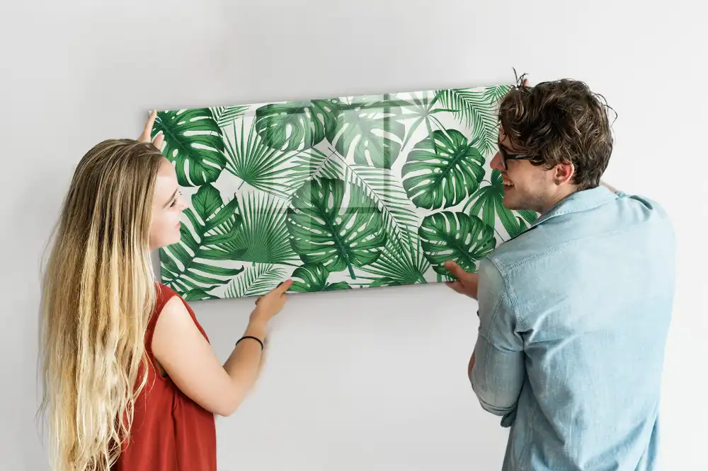 Mágneses írható tábla egzotikus monstera levelek mintával