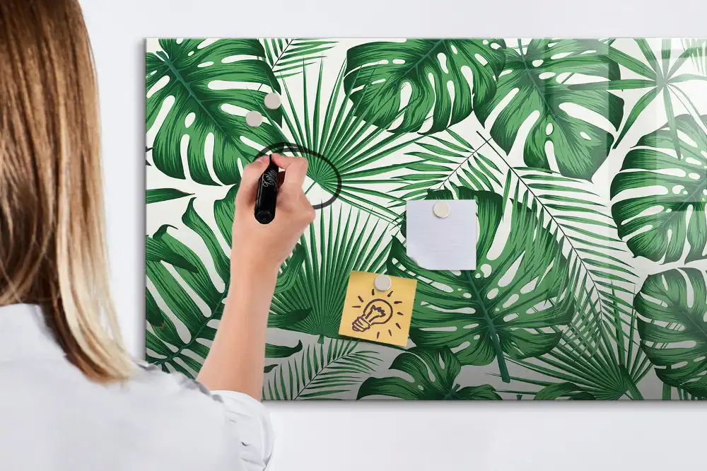 Mágneses írható tábla egzotikus monstera levelek mintával