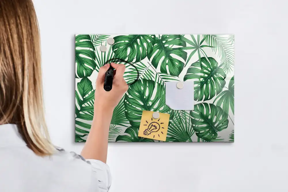 Mágneses írható tábla egzotikus monstera levelek mintával