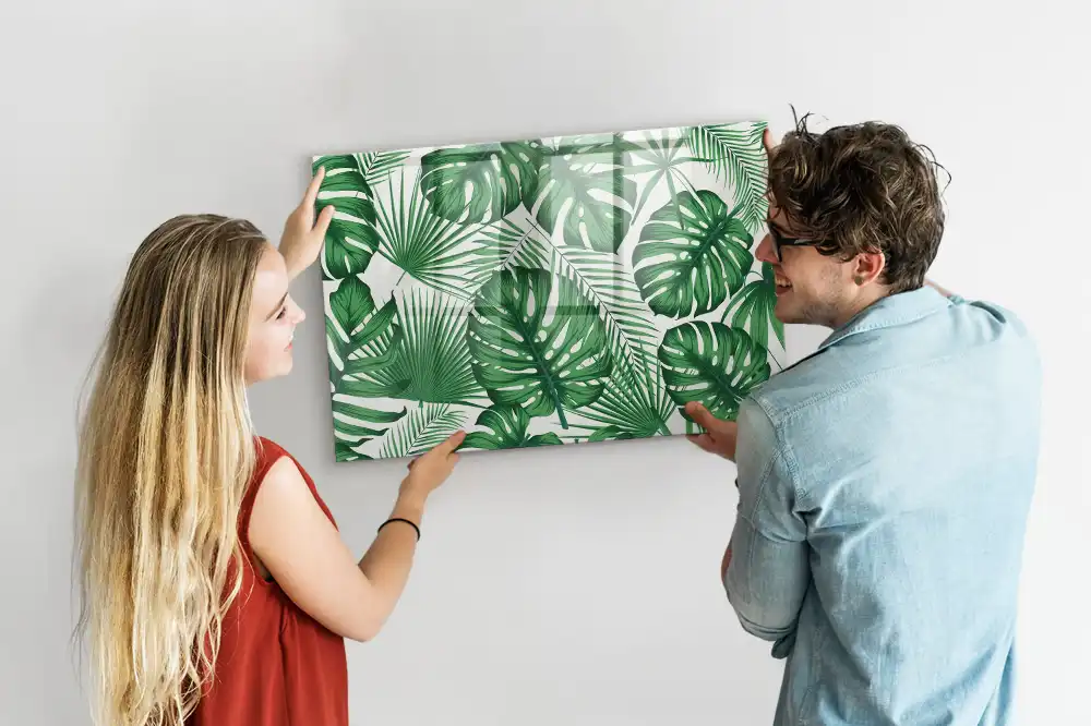 Mágneses írható tábla egzotikus monstera levelek mintával
