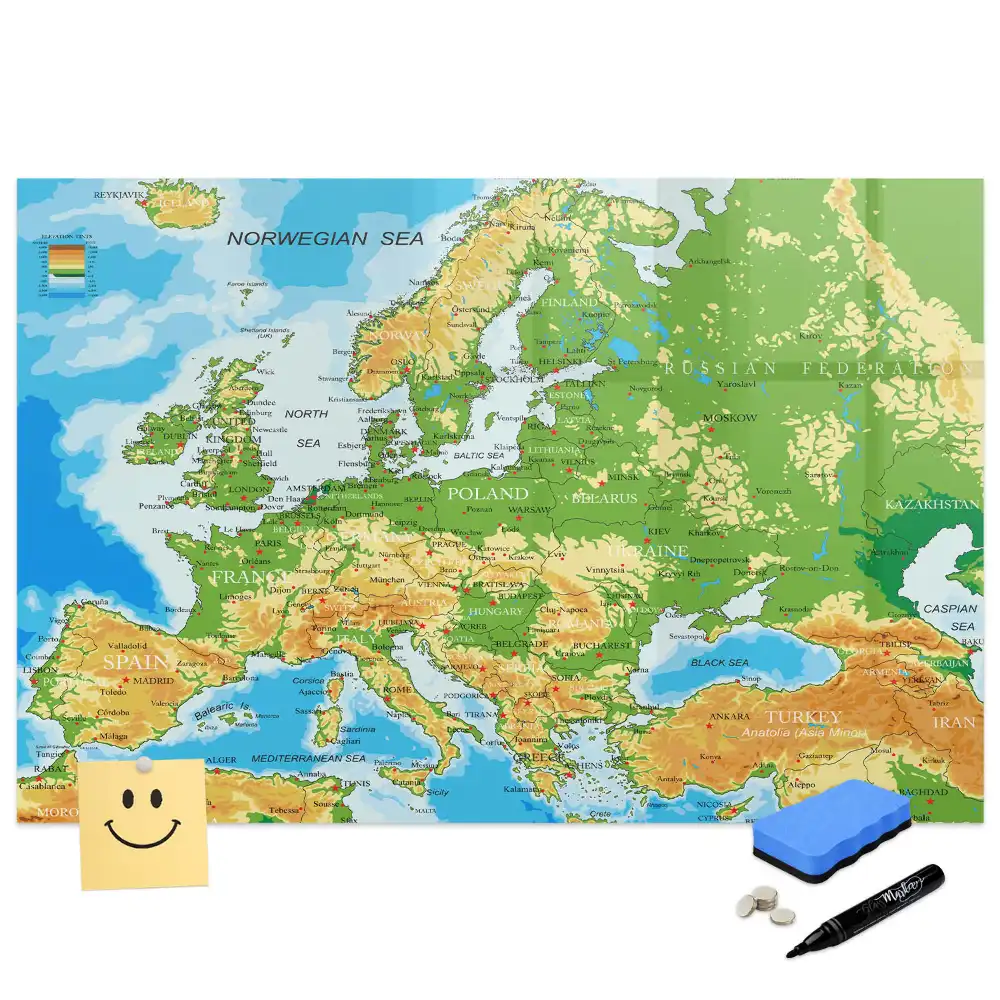 Mágneses írható iskolai világtérkép