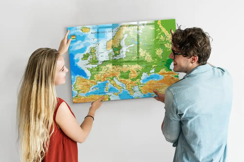 Mágneses írható iskolai világtérkép