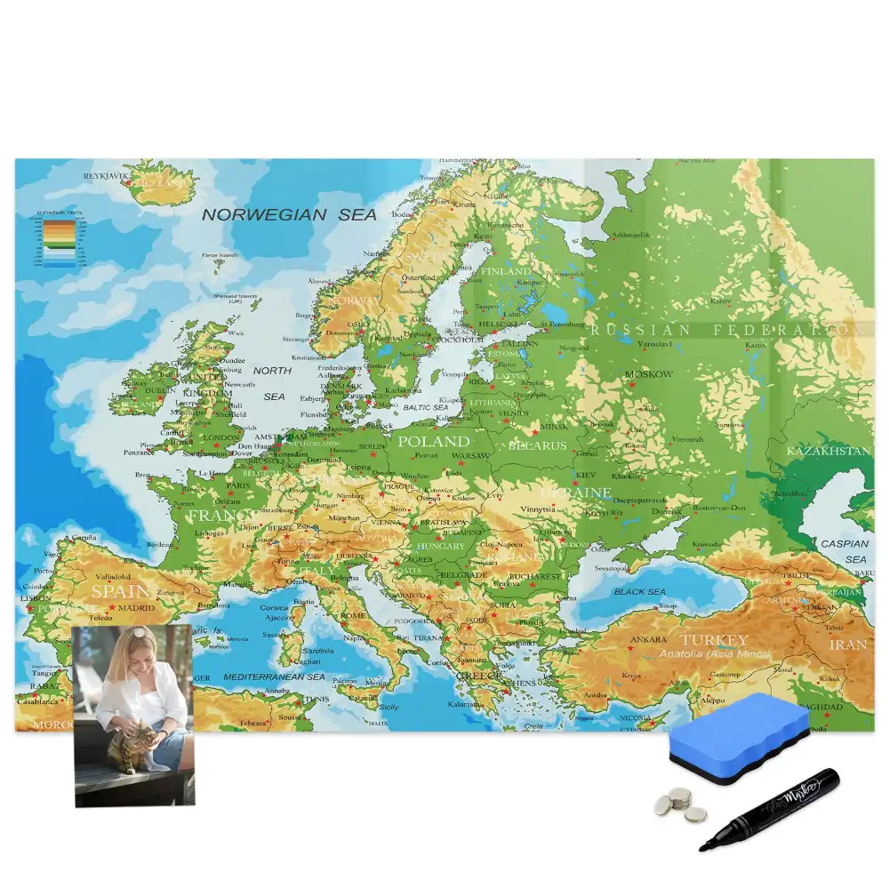 Mágneses írható iskolai világtérkép