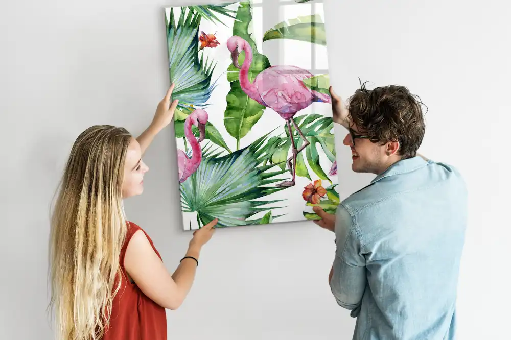 Művészi flamingó mintás mágnestábla