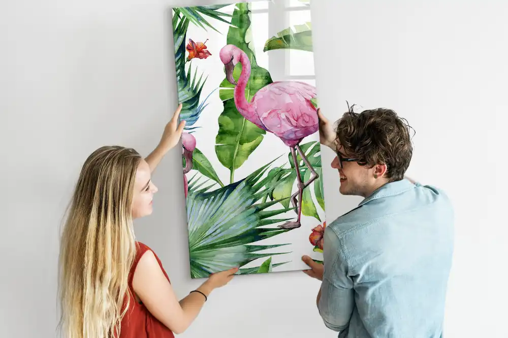Művészi flamingó mintás mágnestábla