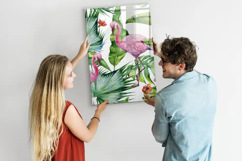 Művészi flamingó mintás mágnestábla