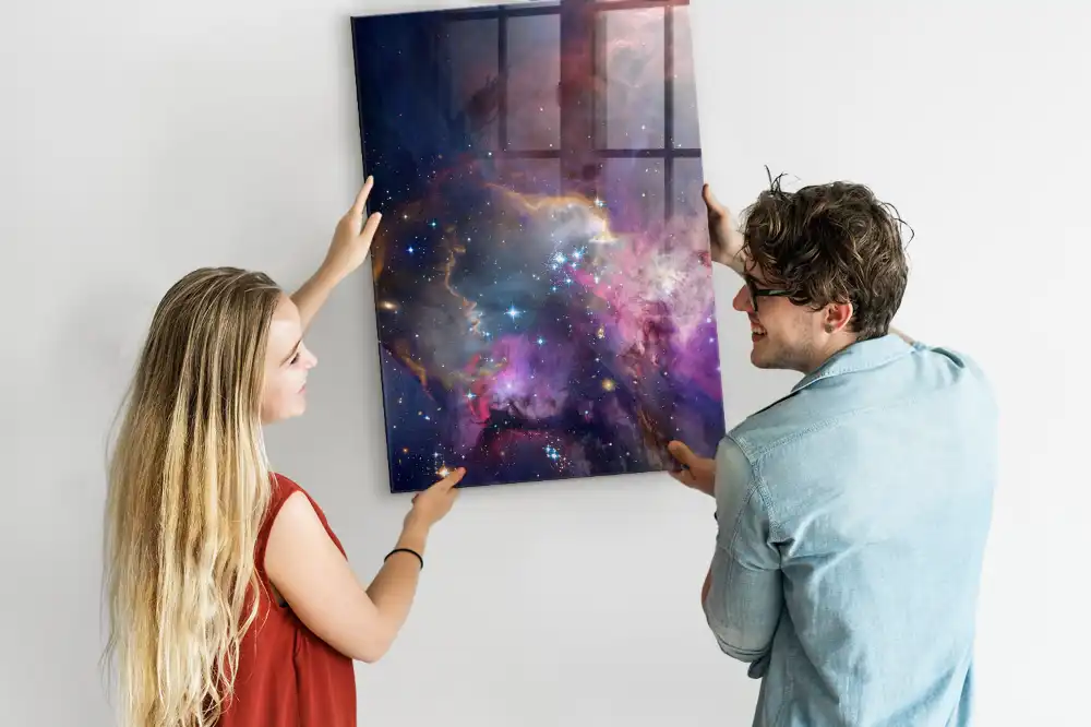 Galaxis és űr mintás mágnestábla