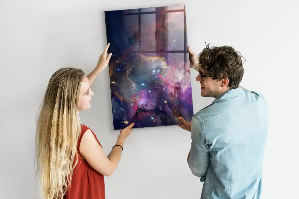 Galaxis és űr mintás mágnestábla