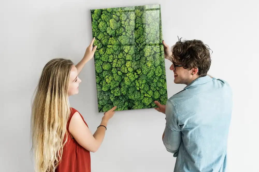 Mágneses üveg írótábla erdei fák mintával