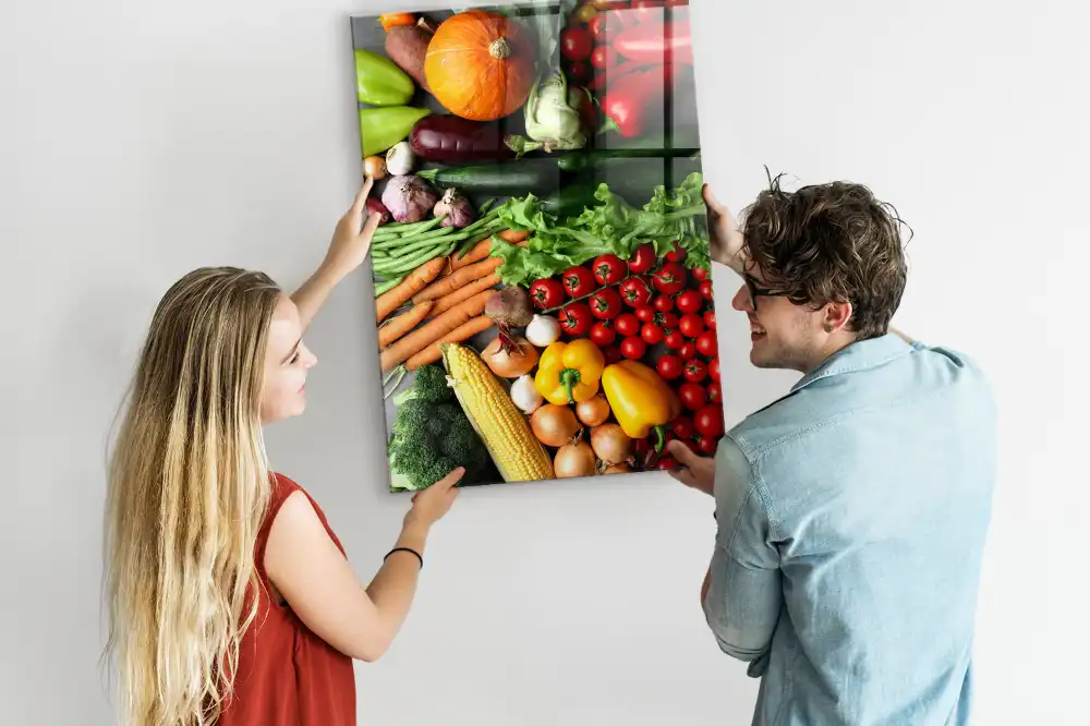 Mágneses fali tábla őszi zöldségek mintával