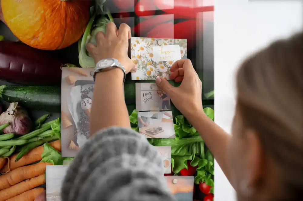 Mágneses fali tábla őszi zöldségek mintával