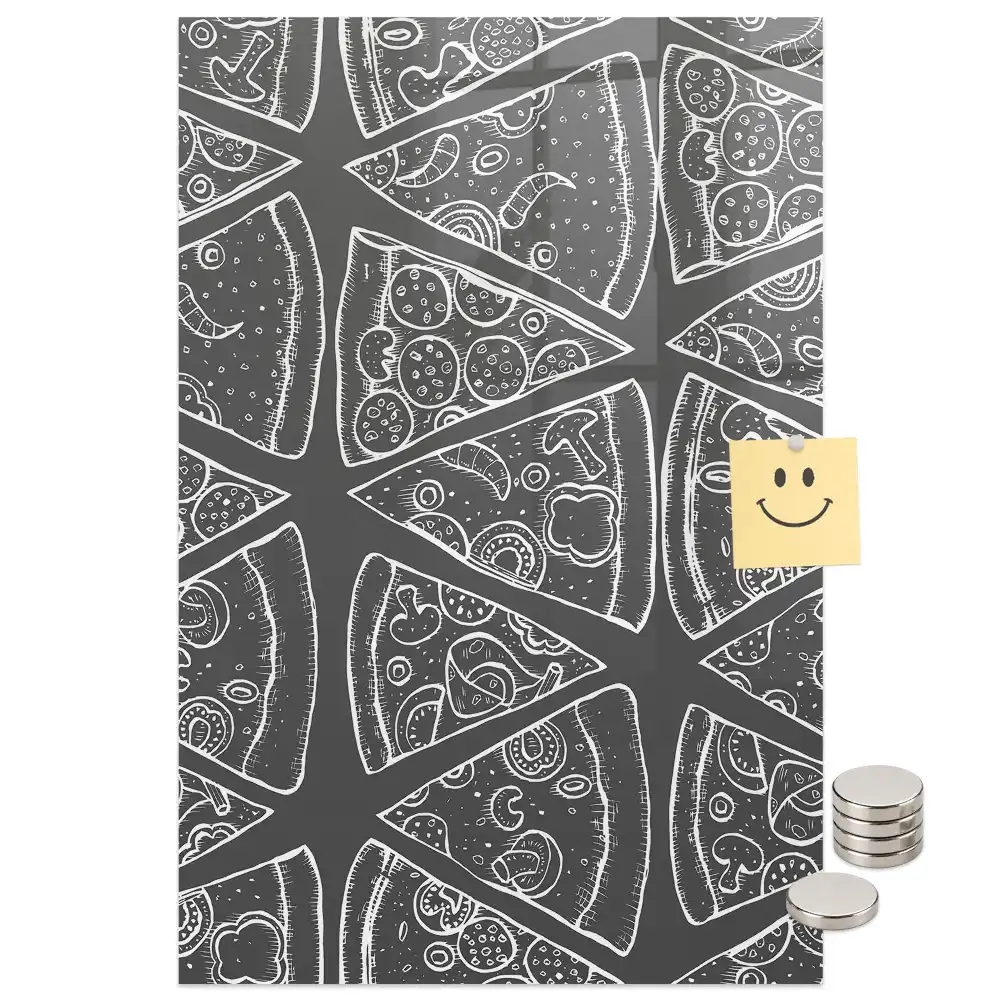 Mágneses fali tábla pizza grafikával