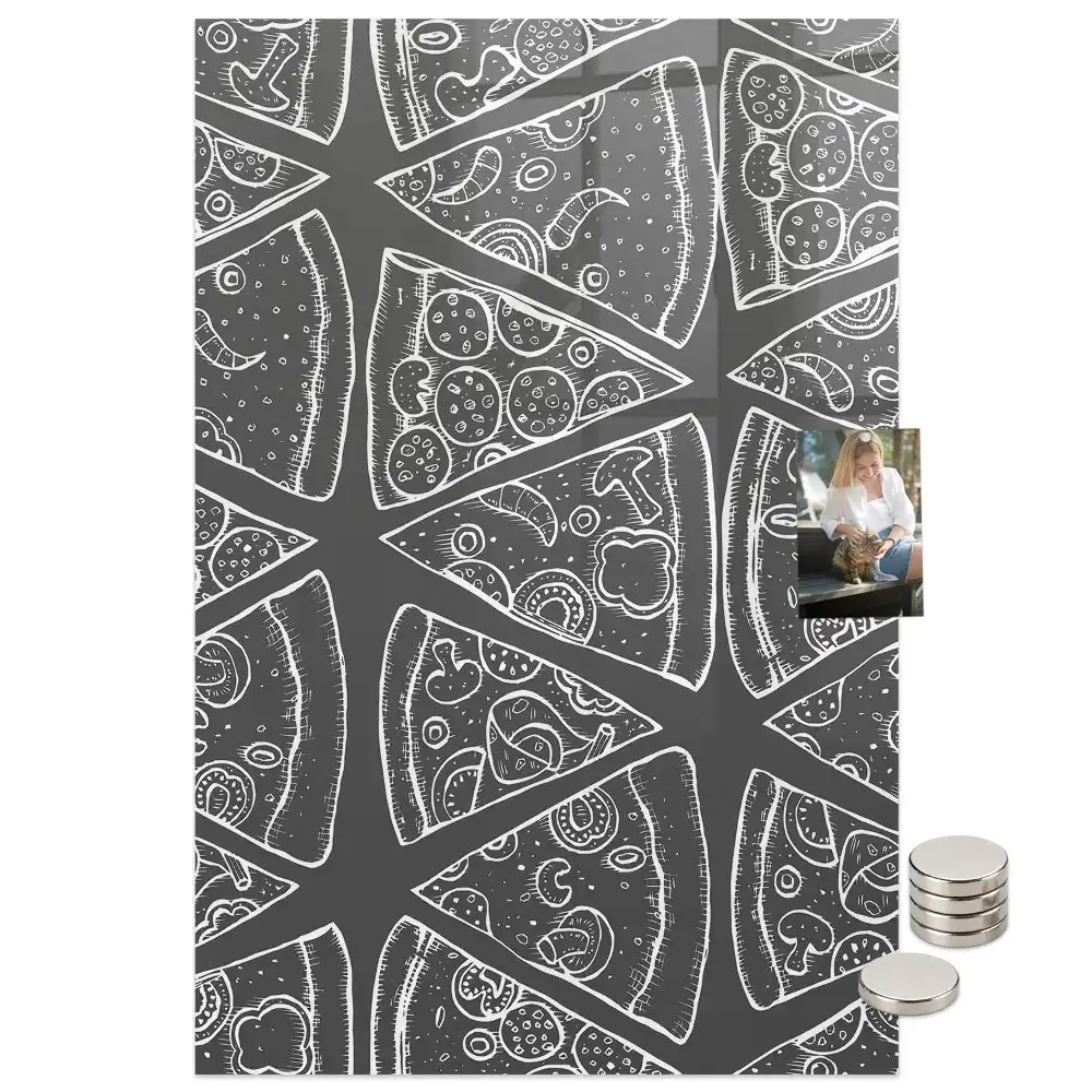 Mágneses fali tábla pizza grafikával