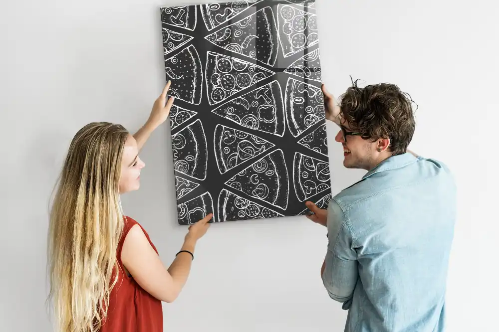 Mágneses fali tábla pizza grafikával