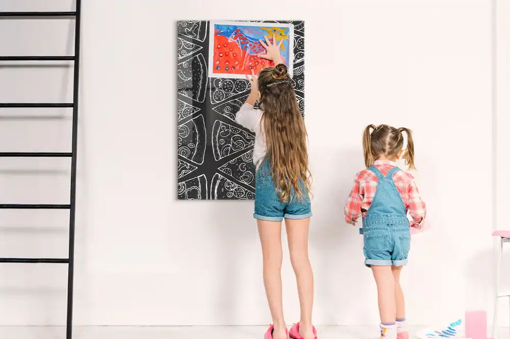 Mágneses fali tábla pizza grafikával