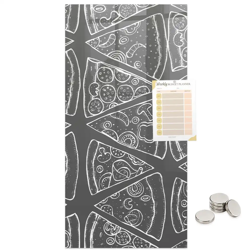 Mágneses fali tábla pizza grafikával