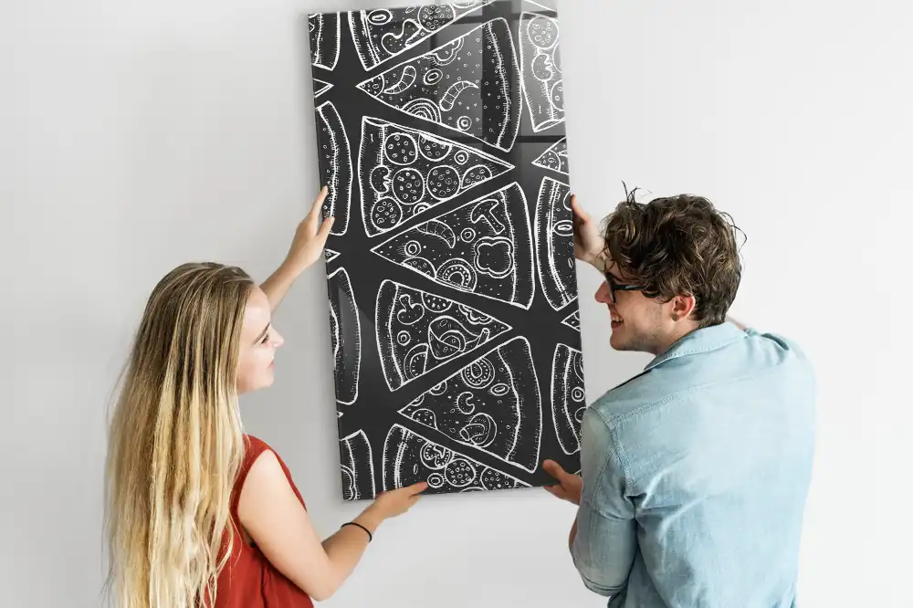 Mágneses fali tábla pizza grafikával