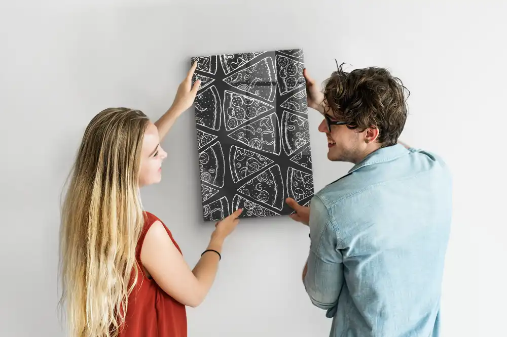 Mágneses fali tábla pizza grafikával