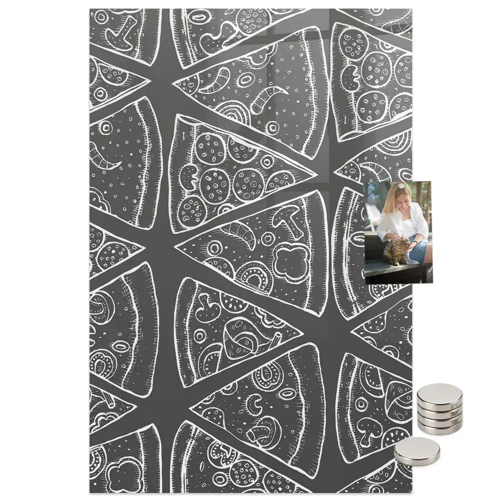 Mágneses fali tábla pizza grafikával
