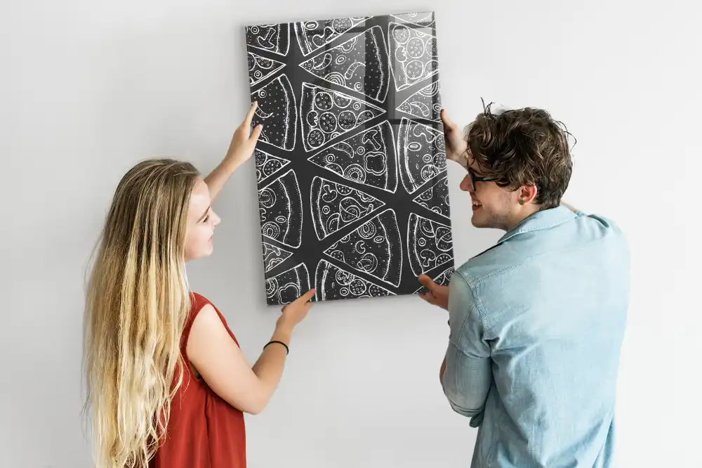 Mágneses fali tábla pizza grafikával
