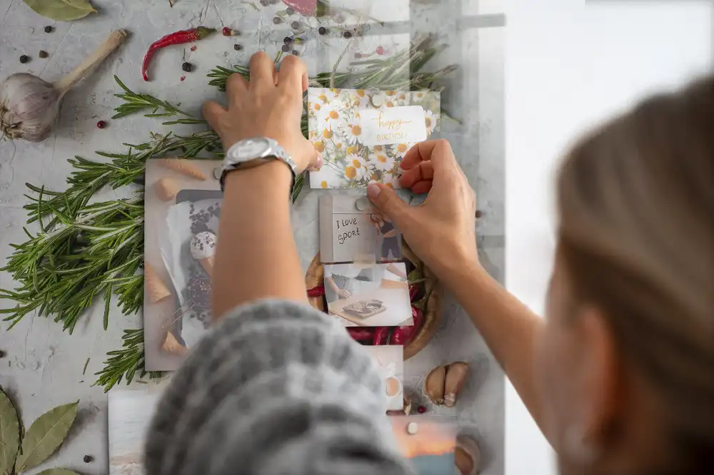 Mágneses üvegtábla zöld fűszernövények mintával