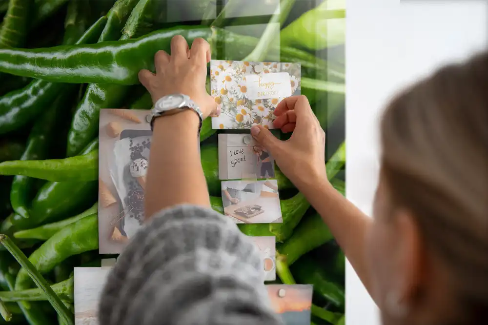 Mágneses fali tábla zöldpaprika mintával