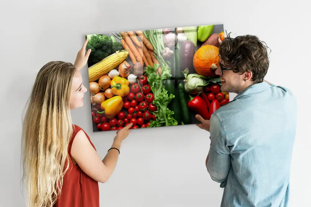 Mágneses emlékeztető tábla, friss termés motívummal