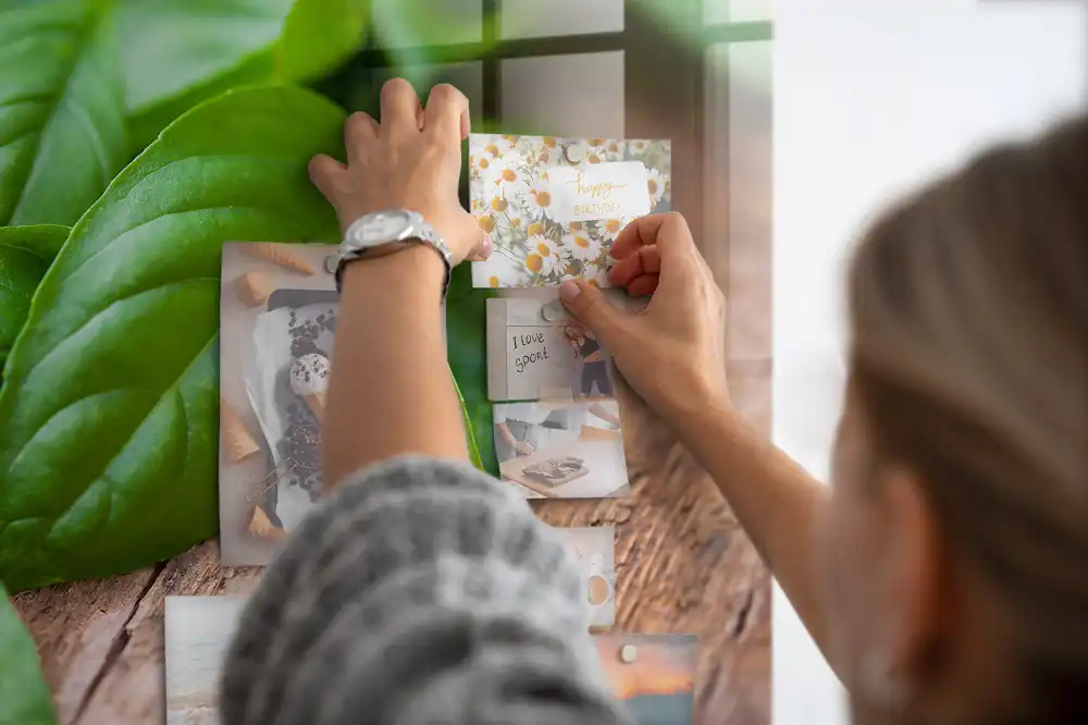 Mágneses emlékeztető tábla zöld bazsalikom mintával
