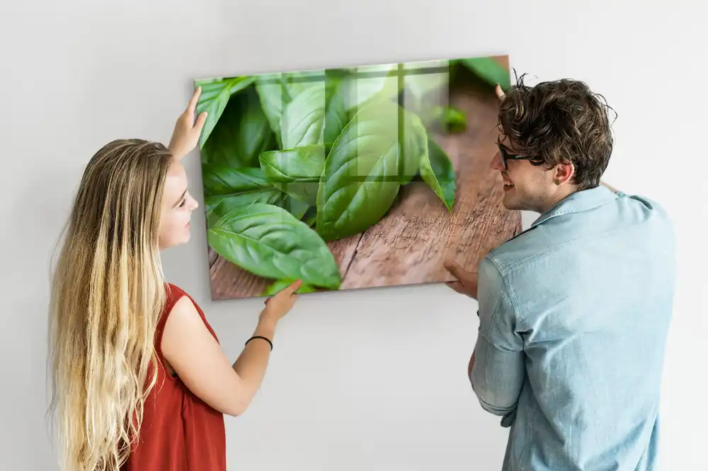 Mágneses emlékeztető tábla zöld bazsalikom mintával