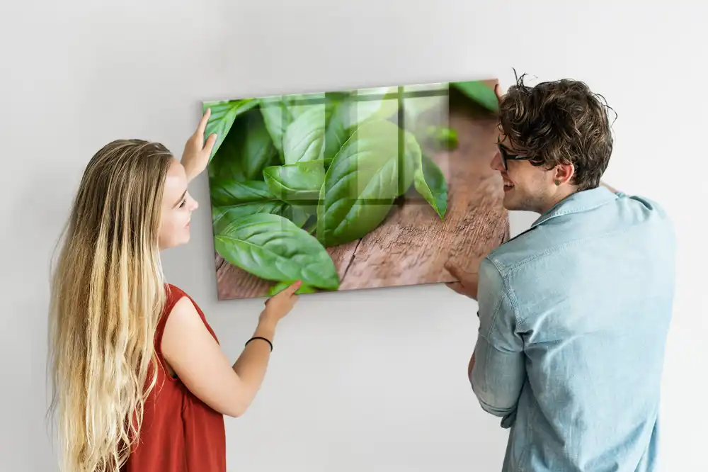 Mágneses emlékeztető tábla zöld bazsalikom mintával