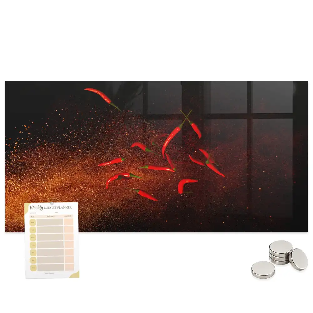 Mágneses emlékeztető tábla erős paprika mintával