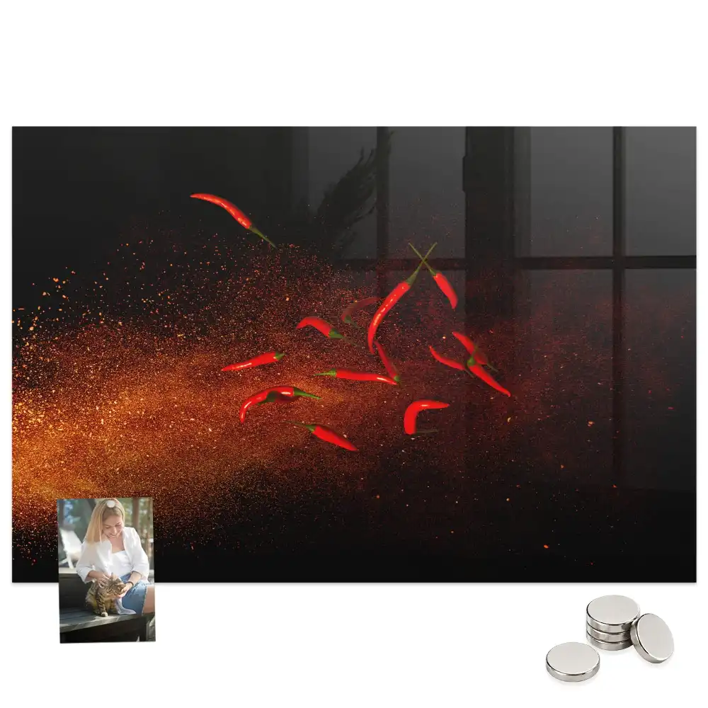 Mágneses emlékeztető tábla erős paprika mintával