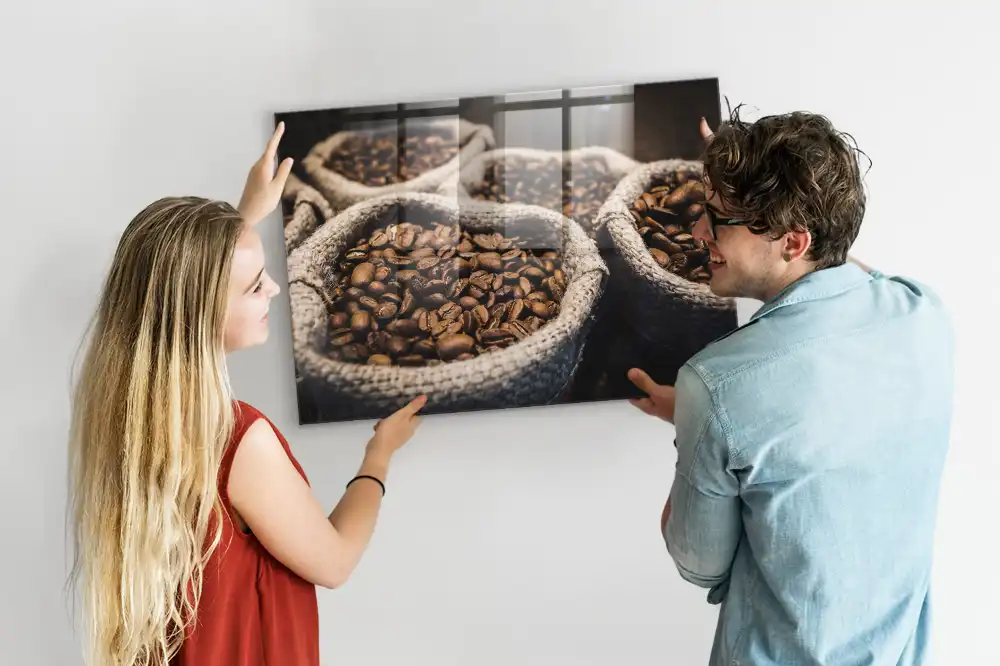 Mágneses memo tábla juta kávés zsák mintával