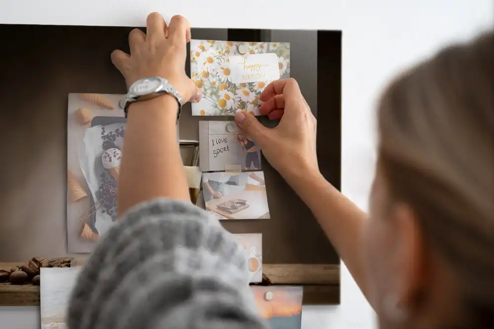 Mágneses emlékeztető tábla csészében szervírozott tea mintával