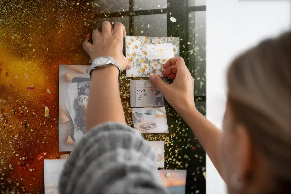 Mágneses emlékeztető tábla gyógynövények absztrakt mintával