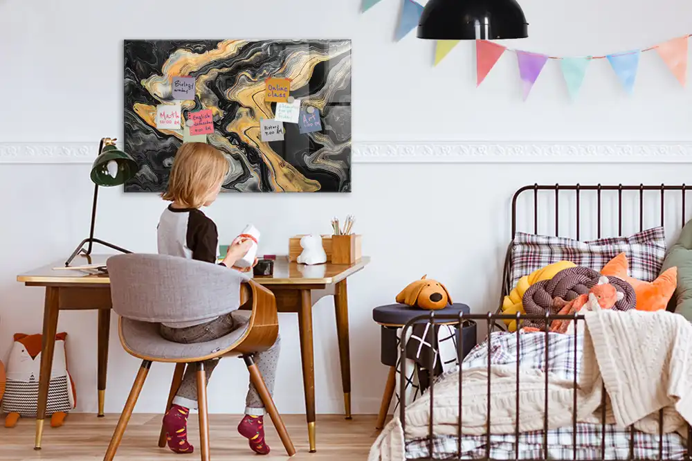 Aranyozott márványmintás mágneses emlékeztető tábla