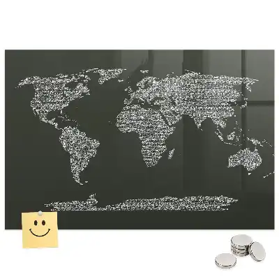 Mágneses emlékeztető tábla világtérképpel
