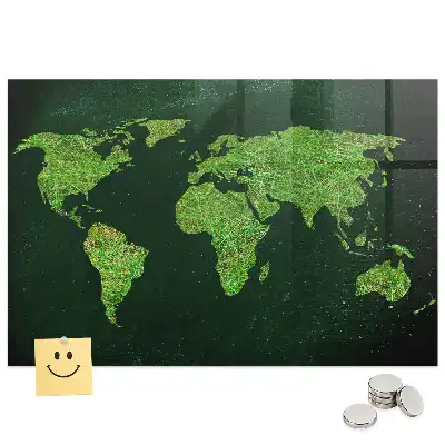 Mágneses világtérkép mintás írható üzenőtábla zöld színben