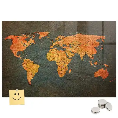 Világtérképes mágneses emlékeztető tábla