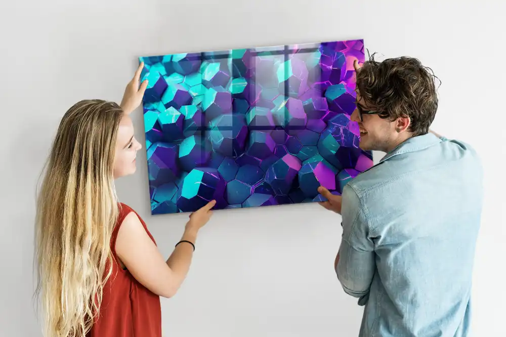 Mágneses emlékeztető tábla térbeli geometrikus mintával