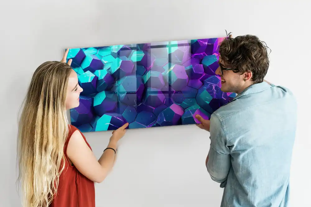 Mágneses emlékeztető tábla térbeli geometrikus mintával