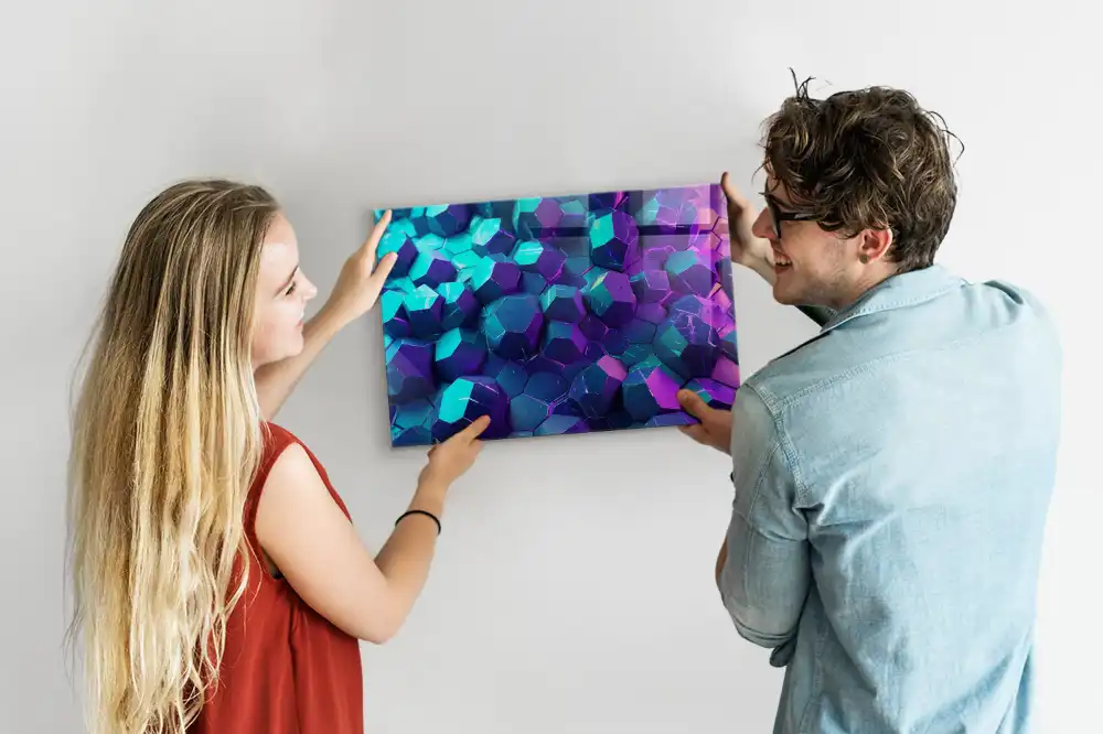 Mágneses emlékeztető tábla térbeli geometrikus mintával