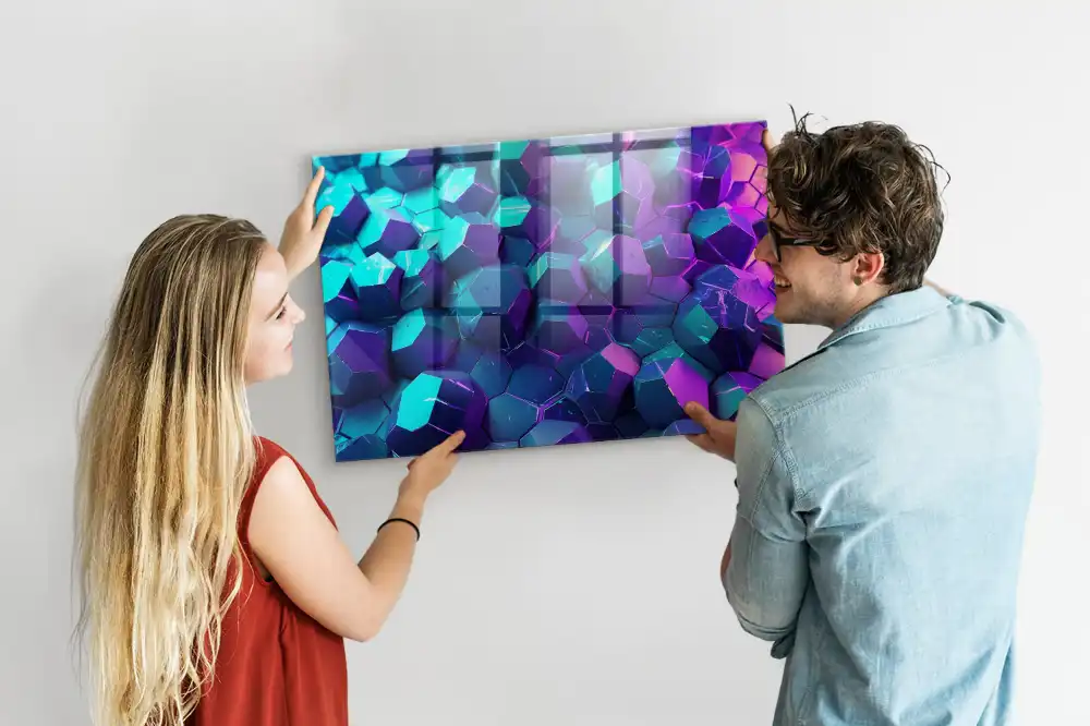 Mágneses emlékeztető tábla térbeli geometrikus mintával