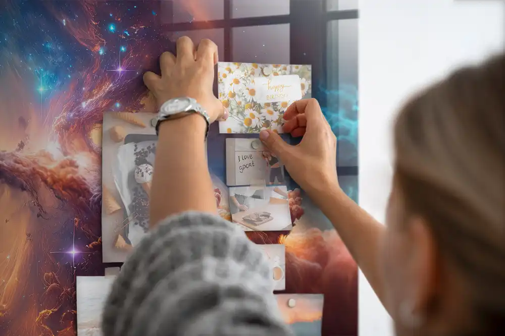 Mágneses tábla kozmikus univerzum mintával