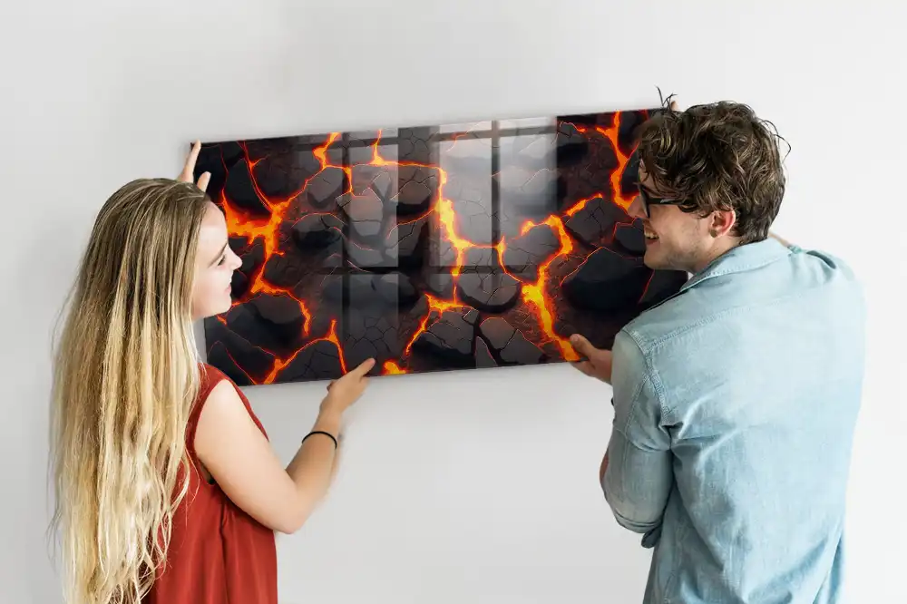 Mágneses emlékeztető tábla folyékony magma mintával