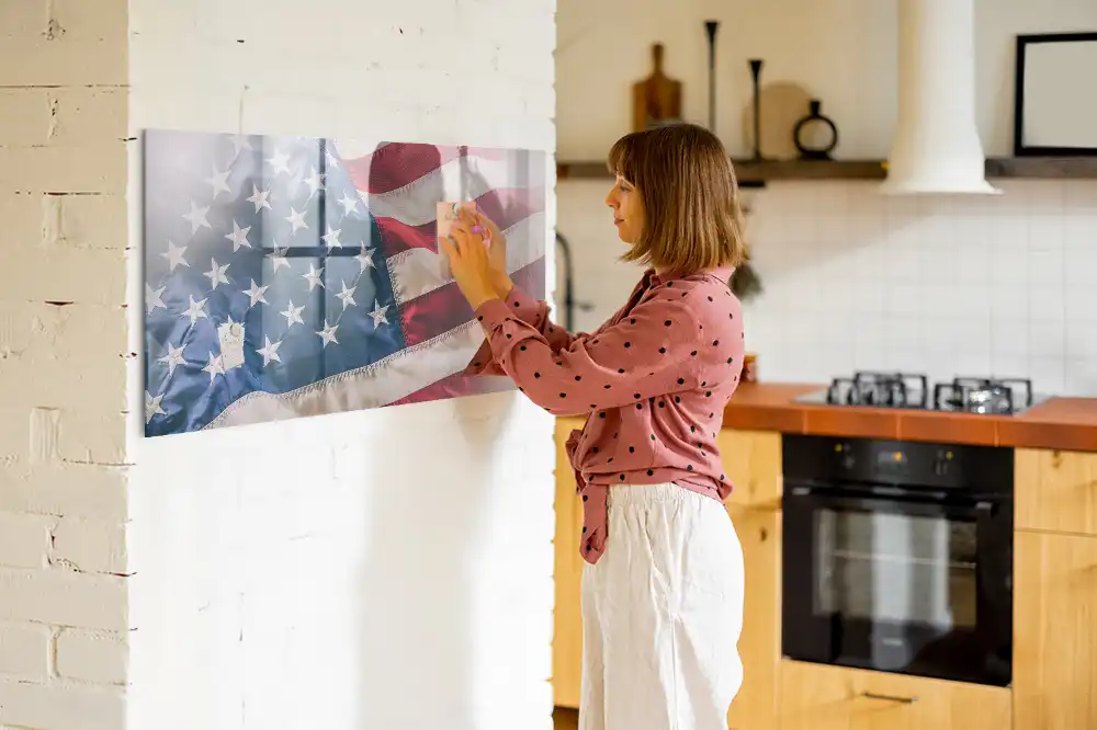 Mágneses emlékeztető tábla amerikai zászlós mintával